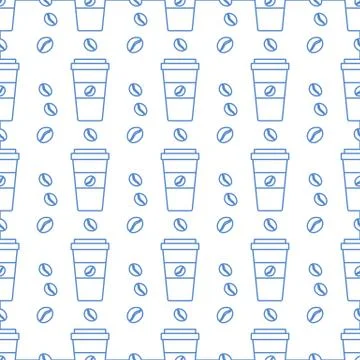 Vector coffee seamless pattern Take away paper cup イラスト素材