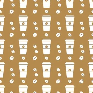 Vector coffee seamless pattern Take away paper cup Stock Illustration