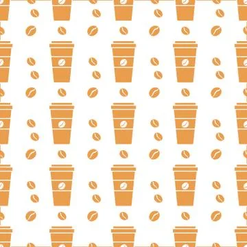 Vector coffee seamless pattern Take away paper cup 스톡 일러스트
