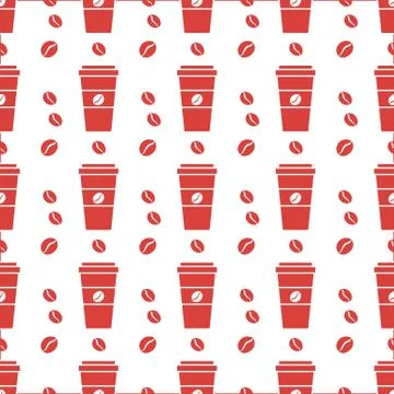 Vector coffee seamless pattern Take away paper cup Illustrazione stock