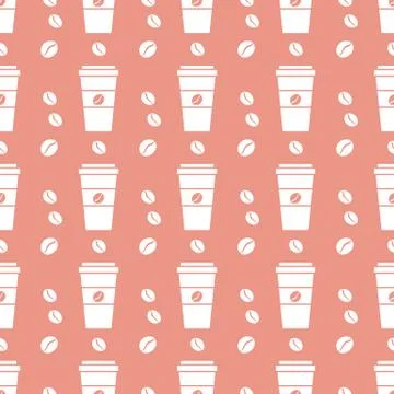 Vector coffee seamless pattern Take away paper cup 스톡 일러스트