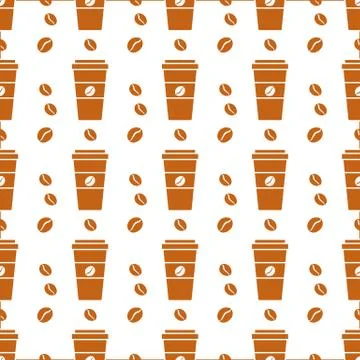 Vector coffee seamless pattern Take away paper cup イラスト素材