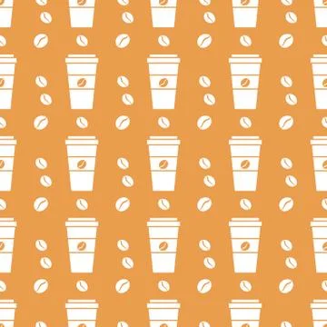 Vector coffee seamless pattern Take away paper cup Stockillustratie