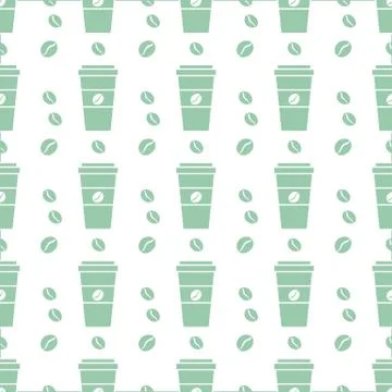 Vector coffee seamless pattern Take away paper cup Stock Illustration