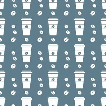 Vector coffee seamless pattern Take away paper cup Illustrazione stock