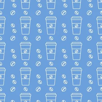 Vector coffee seamless pattern Take away paper cup イラスト素材