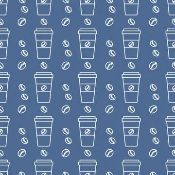 Vector coffee seamless pattern Take away paper cup イラスト素材