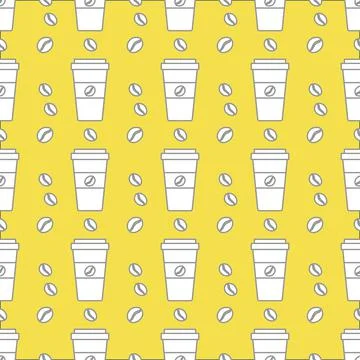 Vector coffee seamless pattern Take away paper cup Stock Illustration