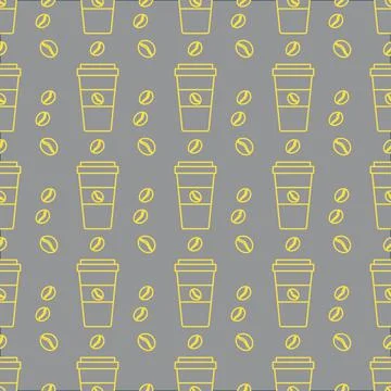 Vector coffee seamless pattern Take away paper cup 스톡 일러스트