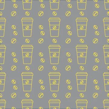 Vector coffee seamless pattern Take away paper cup Stock Illustration