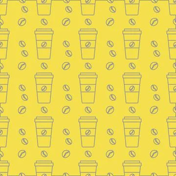 Vector coffee seamless pattern Take away paper cup Stock Illustration