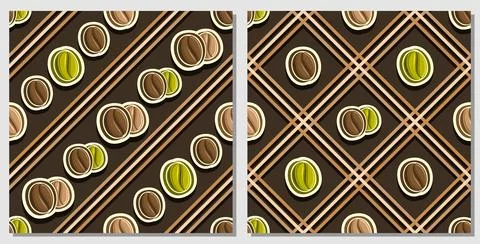 Vector Coffee Seamless Patterns Stock Illustration