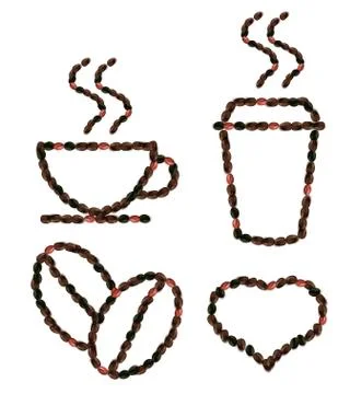 Vector coffee set with 3d coffee beans pattern 库存插图
