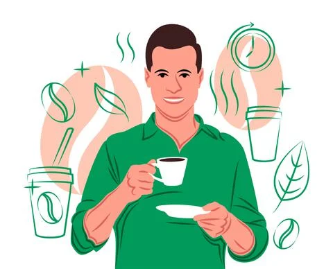 Vector coffee in shadow of sharp lines style Stock Illustration