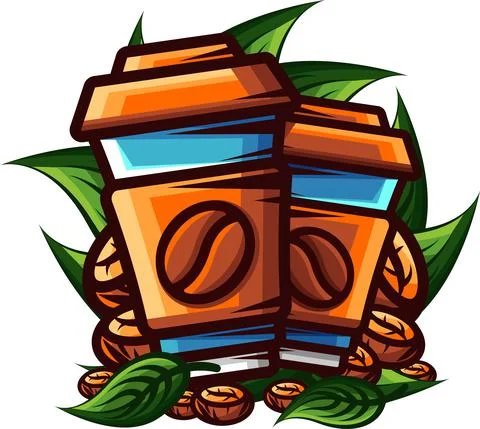 Vector coffee in sharp outline style Illustrazione stock