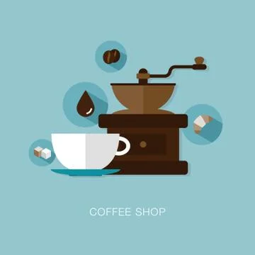 Vector coffee shop illustration Stock Illustration