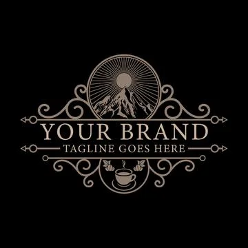 Vector coffee shop template logo design luxury emblem vintage style Illustrazione stock