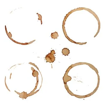Vector Coffee Stain Rings Set Stock Illustration