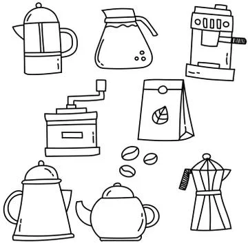Vector Coffee Theme Doodle Set Stock Illustration