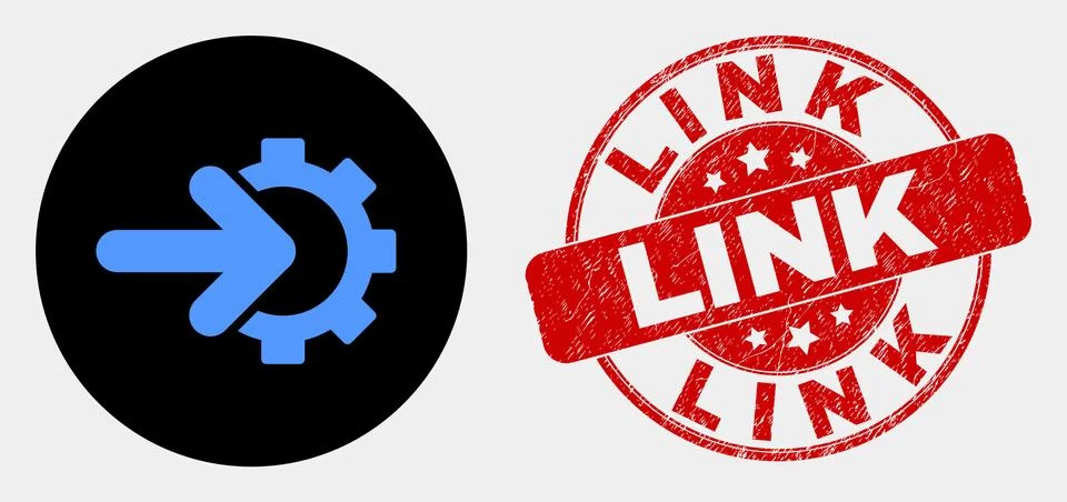 Vector Cog Arrow Integration Icon and Grunge Link Watermark Illustrazione stock