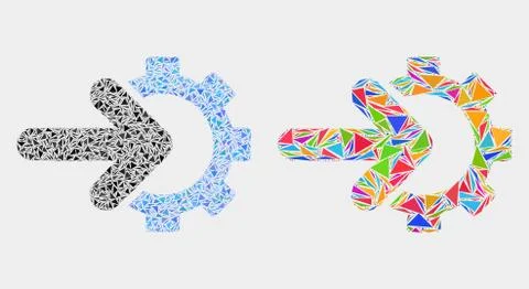 Vector Cog Arrow Integration Mosaic Icon of Triangle Elements Illustrazione stock