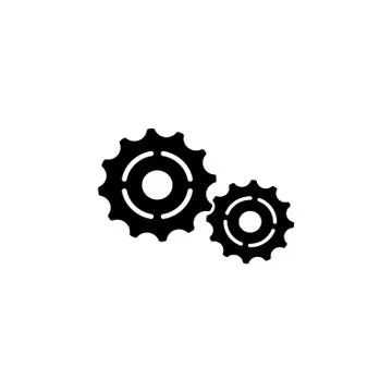 Vector Cog Settings Icon Symbol black on white background Stock Illustration