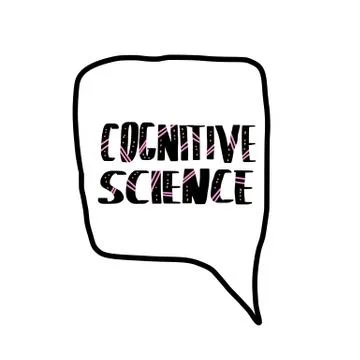 Vector cognitive science handwritten lettering with speech bubble. Stock Illustration