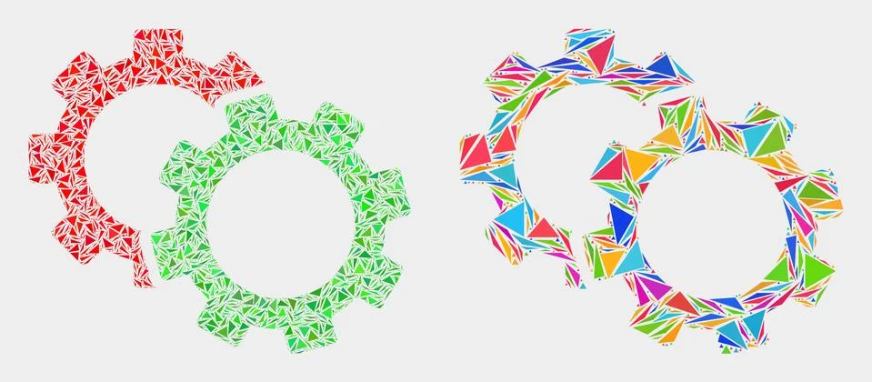 Vector Cogs Mosaic Icon of Triangle Items Illustrazione stock