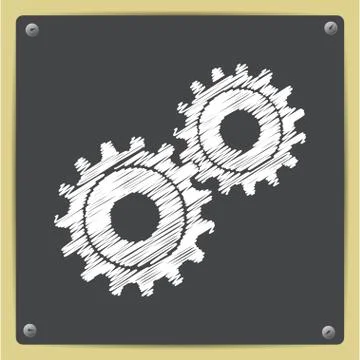 Vector cogwheel icon. Epschalk drawn in sketch style0 Stock Illustration