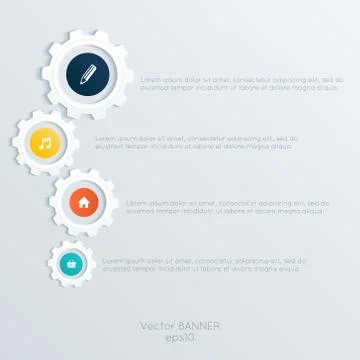 Vector cogwheel template. Cogwheel connection, teamwork. Colorfully creative  Stock Illustration