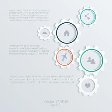 Vector cogwheel template. Cogwheel connection, teamwork. Colorfully creative  Stock Illustration