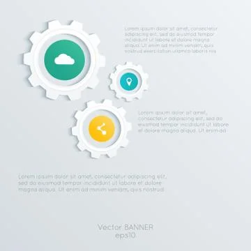 Vector cogwheel template. Cogwheel connection, teamwork. Colorfully creative  Stock Illustration