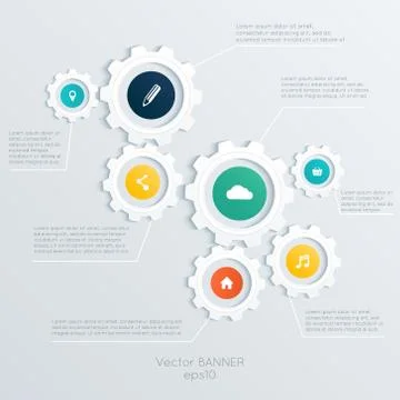 Vector cogwheel template. Cogwheel connection, teamwork. Colorfully creative  Stock Illustration