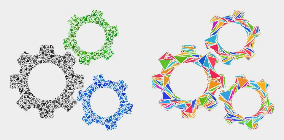 Vector Cogwheels Mosaic Icon of Triangle Elements Stock Illustration