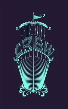 Vector cohesion and crew in monogram style Stock Illustration