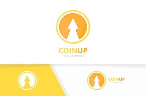 Vector coin and arrow up logo combination. Money and growth symbol or icon Stock Illustration