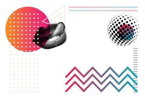 Vector collage banner. Abstract modern background, frame with copy space Stock Illustration