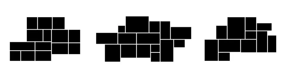 Vector collage layout template set with photo frames. Grid mosaic blocks for イラスト素材