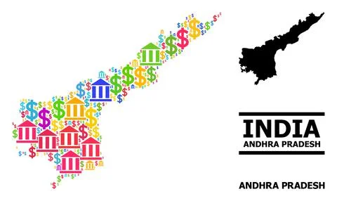 Vector Collage Map of Andhra Pradesh State of Financial and Commerce Items Ilustración de archivo