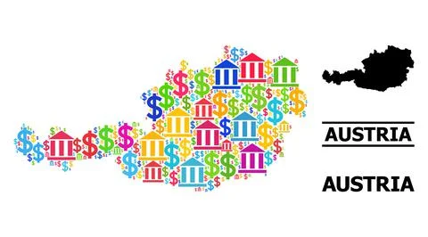 Vector Collage Map of Austria of Finance and Commerce Parts 스톡 일러스트