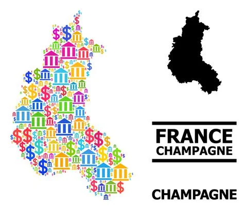 Vector Collage Map of Champagne Province of Banking and Commercial Icons Stockillustratie