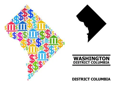 Vector Collage Map of District Columbia of Finance and Commerce Parts Stock Illustration