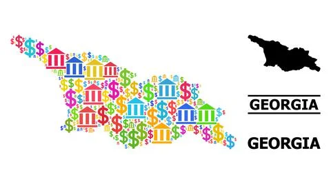 Vector Collage Map of Georgia of Financial and Commerce Items Stock Illustration