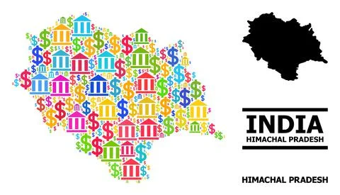 Vector Collage Map of Himachal Pradesh State of Bank and Commercial Items Illustrazione stock