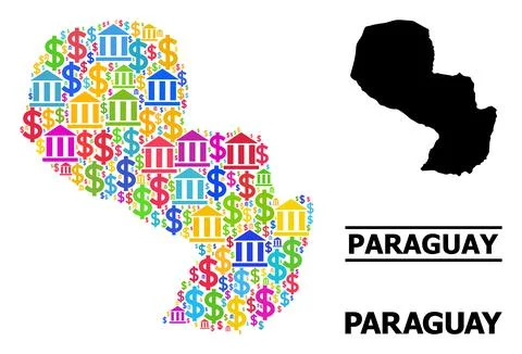 Vector Collage Map of Paraguay of Finance and Business Particles 库存插图