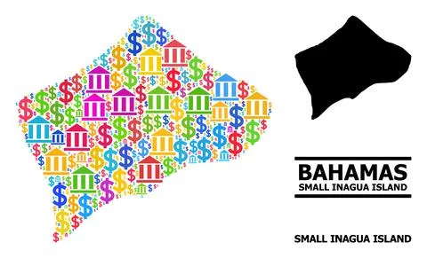 Vector Collage Map of Small Inagua Island of Bank and Commerce Parts Stock Illustration