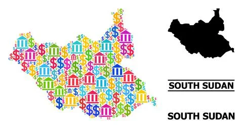 Vector Collage Map of South Sudan of Banking and Commercial Particles Stock Illustration