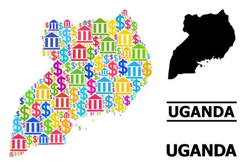 Vector Collage Map of Uganda of Financial and Dollar Parts Stock Illustration