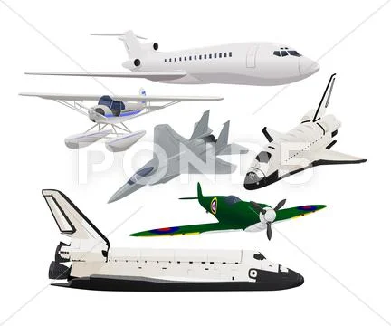 Vector collection of aircraft aeroplane Stock Illustration