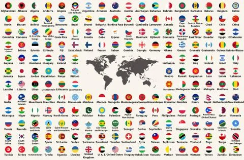 Vector collection of all flags of the world in circular design Stock Illustration